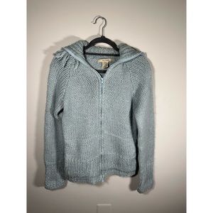 COPY - Free People Sweater Size M Chunky Hooded Cardigan With Zipper Baby Blue …